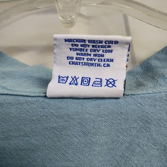 Sea Breeze Top Womens Plus Size Buton Up Collared 100% Cotton Blue Light Weight - Picture 9 of 11